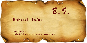 Bakcsi Iván névjegykártya